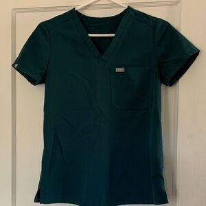 Figs Teal Caribbean Blue Scrub Top